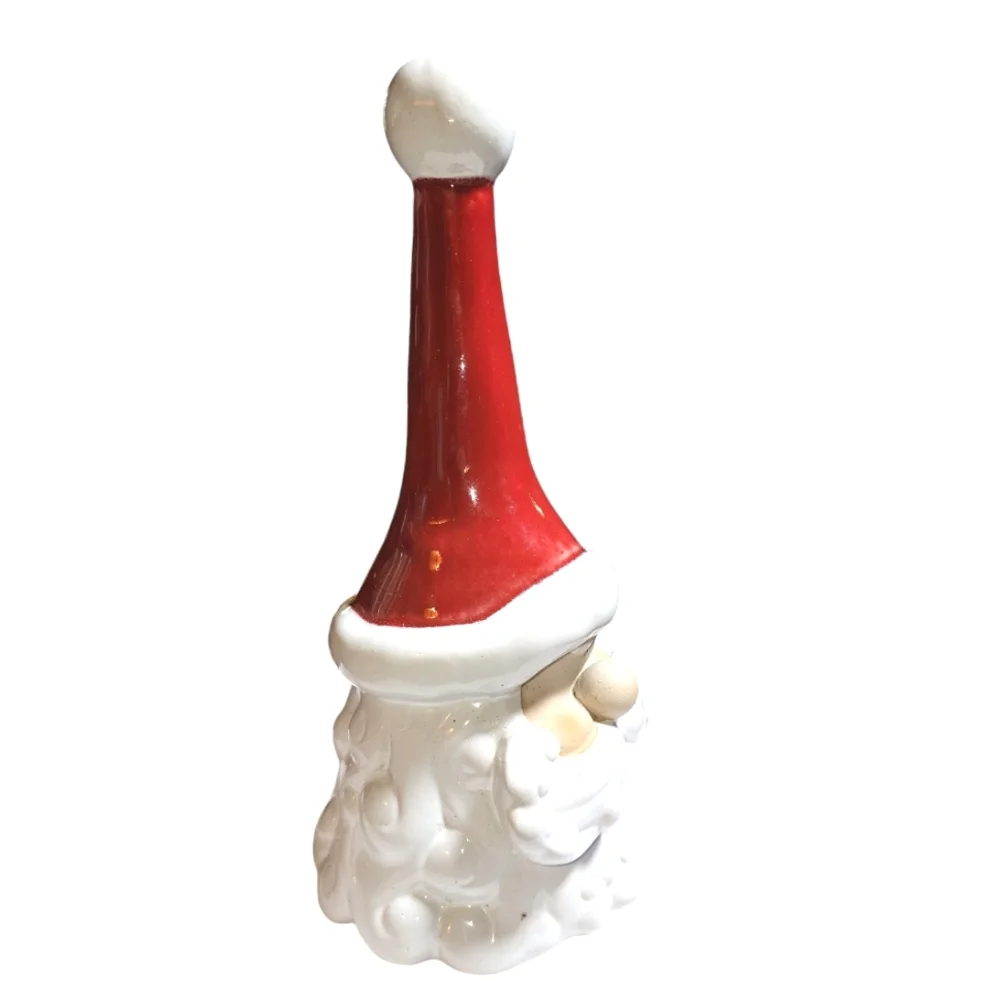 Unmarked Large Red‎ & White Glazed Pottery Santa Claus Ceramic Bell 10